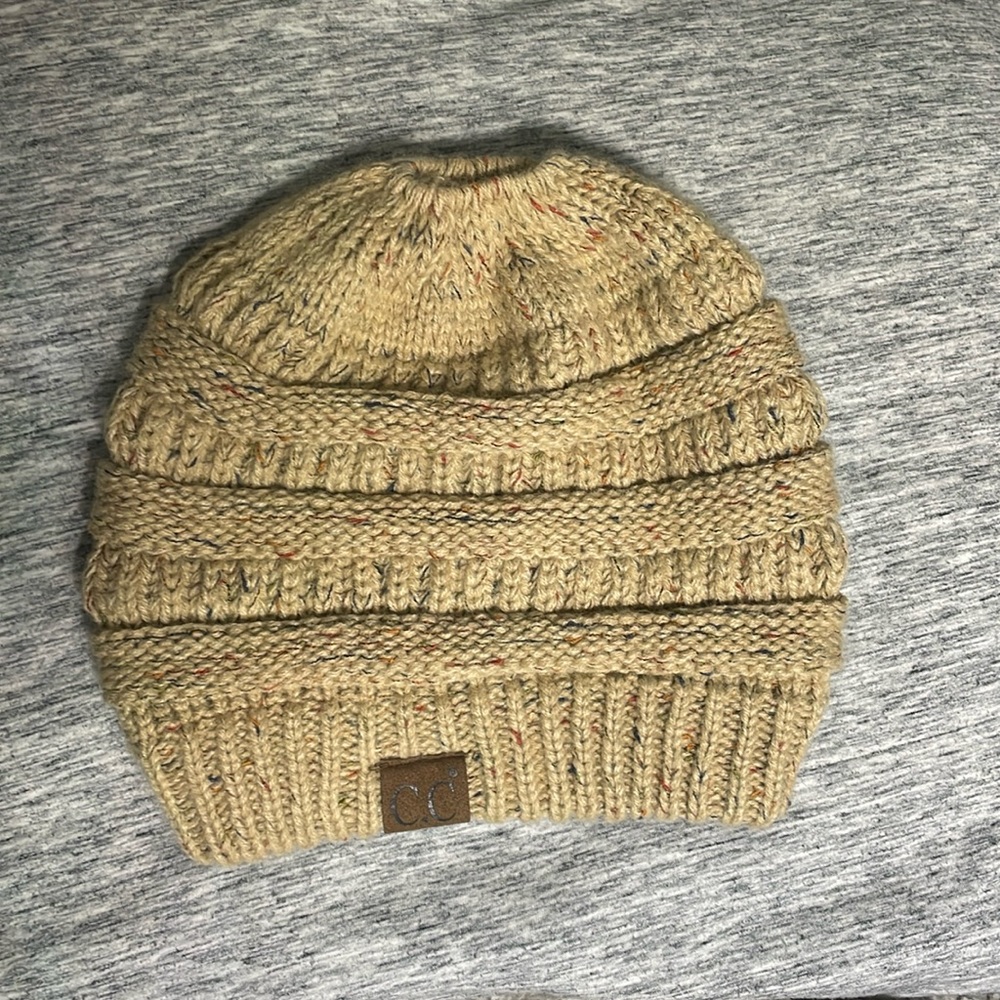 C.C knitted beanie with ponytail hole